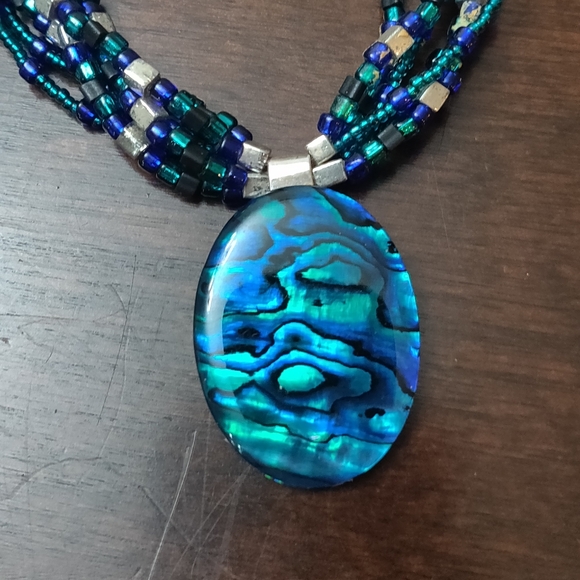 Intricate Beaded Peacock Statement Necklace - Picture 2 of 4